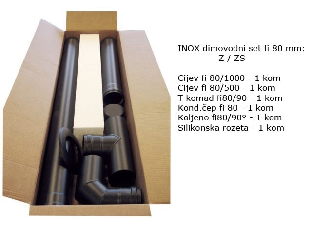 Dimovodne cijevi za peći na pelet- fi80 mm Inox CRNO