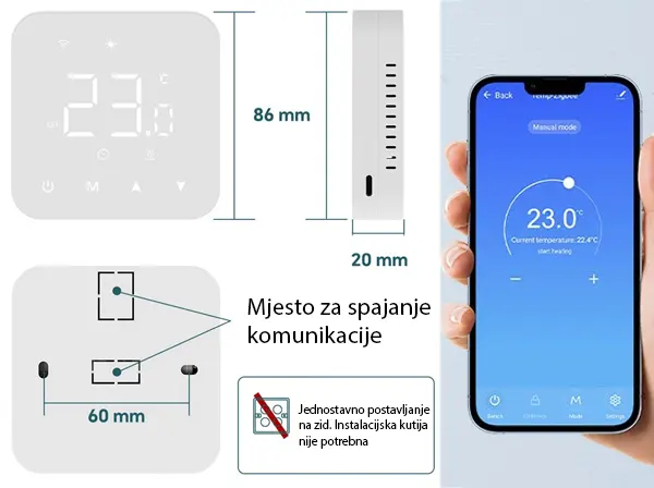 BOT-R3W-WIFI – Žičani SMART termostat za regulaciju CCT-28 - detalj 2